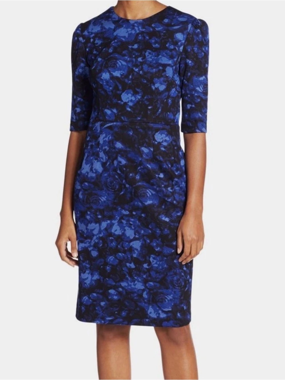 Betsey Johnson Blue and Black Floral Sheath Dress